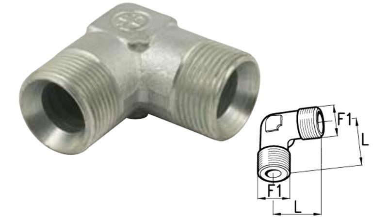 KĄT HYDRAULICZNY 90° BSP KRÓTKI MĘSKI-MĘSKI 3/4