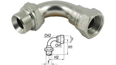KĄTOWY ZŁĄCZE HYDRAULICZNE 90° BSP MĘSKIE-KOBIECE 3/8