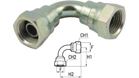 HYDRAULICZNY ŁUK 90° KOBIECY-KOBIECY M22x1.5