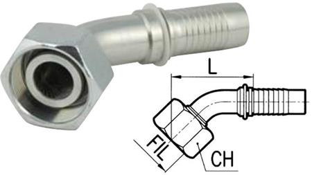 POŁĄCZENIE HYDRAULICZNE DKOL 18 L Z KĄTOWYM ZŁĄCZEŃ ŻEŃSKIM 45 DN16-M26X1,5