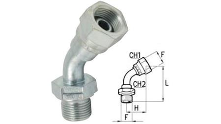 KĄTOWY ZŁĄCZE HYDRAULICZNE 45° BSP MĘSKIE-KOBIECE 1/4