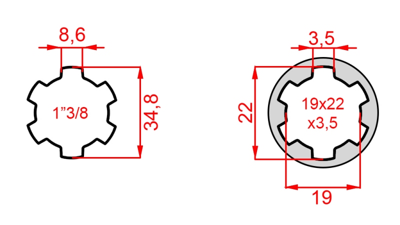 KARDANSKI NASTAVAK 13/8 19x22x3,5 10 ZUBI