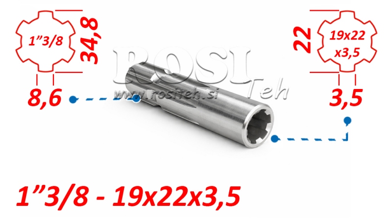 ADAPTADOR P.T.O. 13/8 19x22x3.5 10 dientes