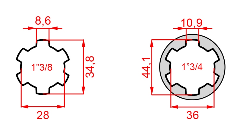 ADAPTER KARDANA ZE SWORZNIEM Z 1-3/4 NA 1-3/8 (165 mm)