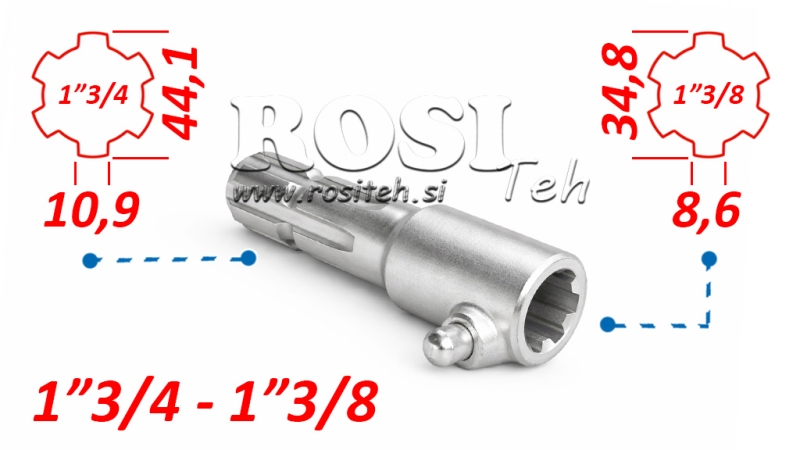 ADAPTADOR P.T.O. CON PASADOR de 1”3/8 a 1”3/4