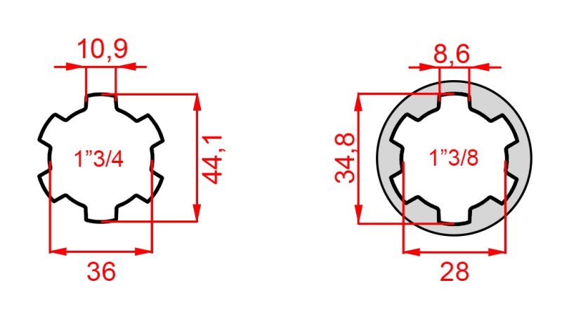 ADAPTER KARDANA ZE SWORZNIEM Z 1-3/8 NA 1-3/4 (165 mm)