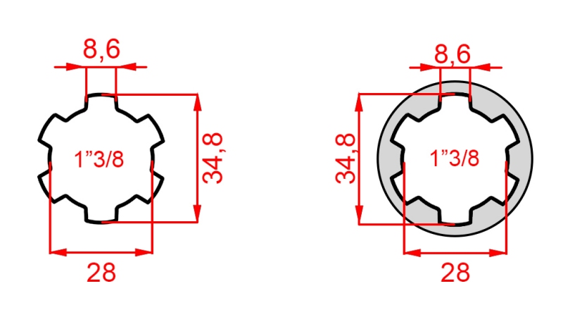 ADAPTER KARDANA ZE SWORZNIEM Z 1-3/8 NA 1-3/8 (150 mm)