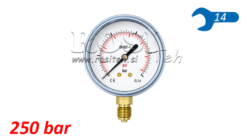 MANOMETAR DN63 VERTICAL 0 - 250 BAR - 1/4