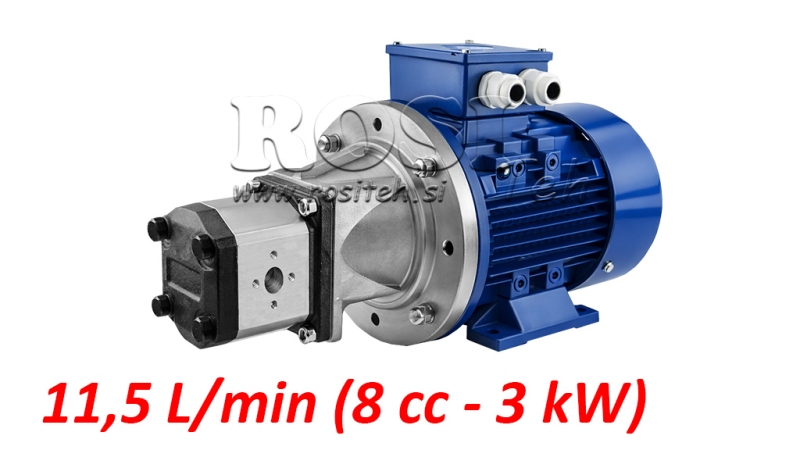 HIDRAULIKUS SZIVATTYÚ KÉSZLET CSOPORT 1 8CC + EL. MOTOR 3FÁZIS - 3KW (ÁRAMLÁS = 11,5 LIT/PERC)