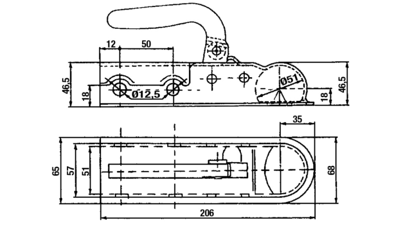 VLEČNA KLJUKA ZA AVTO PRIKOLICO OKROGLA FI50