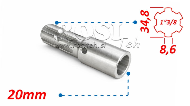 KARDANSKI NASTAVEK 1-3/8 - LUKNJA fi 20 mm (145 mm)