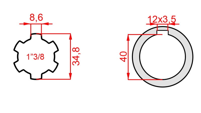 KARDANSKI NASTAVEK 1-3/8 - LUKNJA fi 40 mm (160 mm)