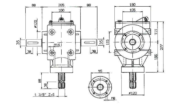 CUTIE DE VITEZE ANGULARĂ PTO-R11S 1:2 (48HP-35KW)