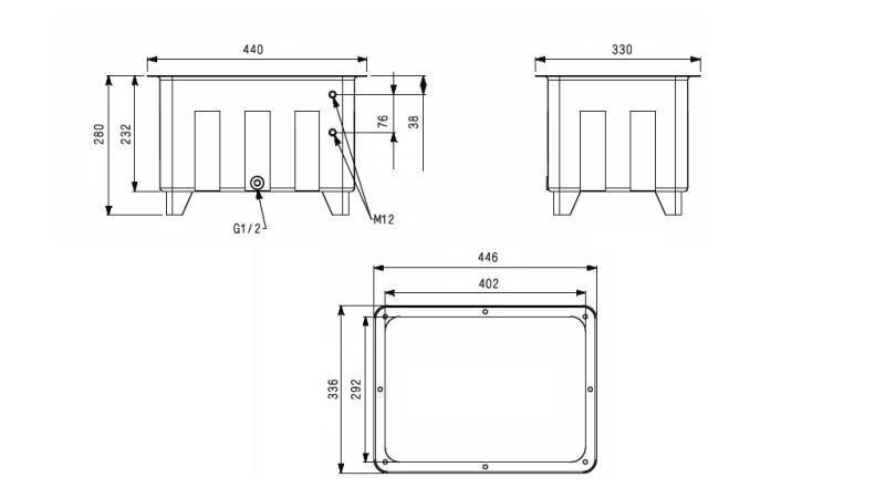 RESERVOIR TIL HYDRAULISK AGGREGAT TYPE MPN 25 LIT - dimensioner