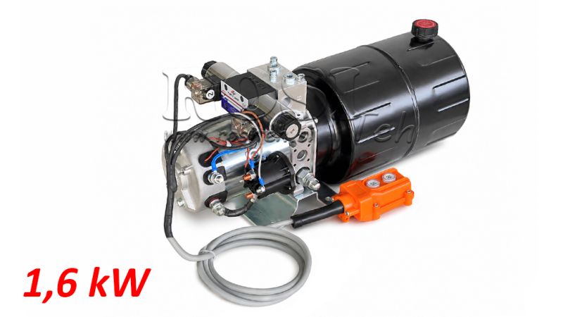 MINI HYDRAULICZNA JEDNOSTKA ZASILAJĄCA 12V DC - 1.6kW = 2.1cc - 8 lit - jednostka dwukierunkowa (metal)
