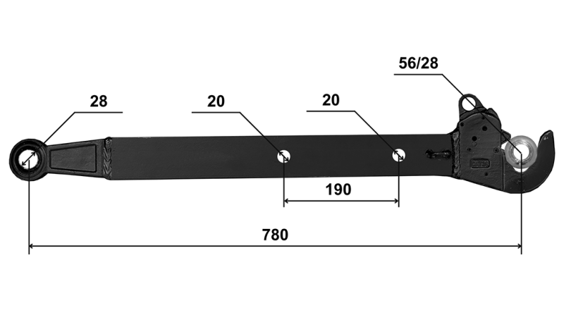 UNDERLEN LØFTEARM TREPUNKTSOPHÆNG CBM 70X20 MM - 780MM OP TIL 75HK