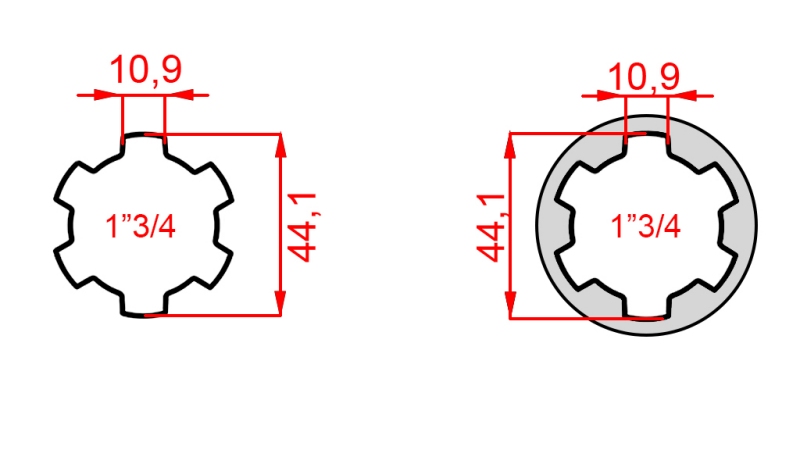 KARDANOVÝ ADAPTÉR Z 1-3/4 NA 1-3/4 (165 mm)