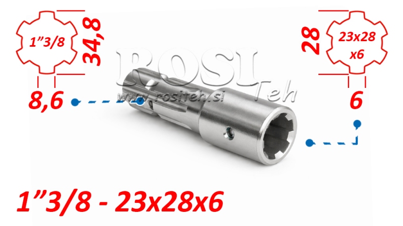ADAPTER KARDANA Z 23x28x6 (6 WPUSTÓW) NA 1-3/8 (140 mm)