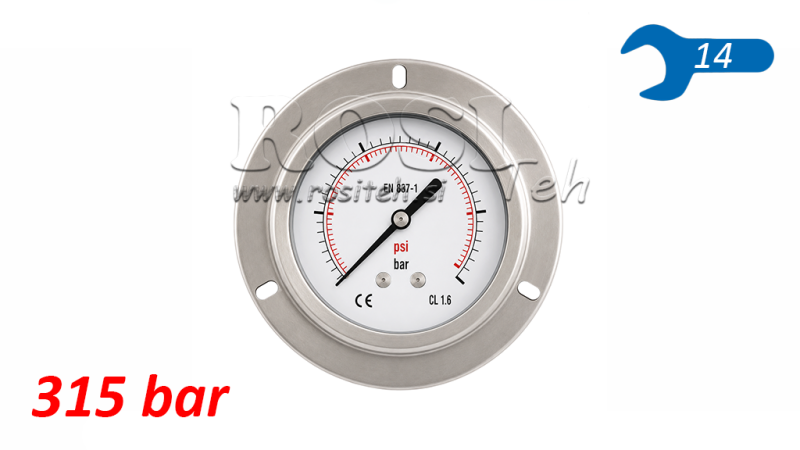 MANOMETER DN63 TYŁ 0 - 315 BAR - 1/4