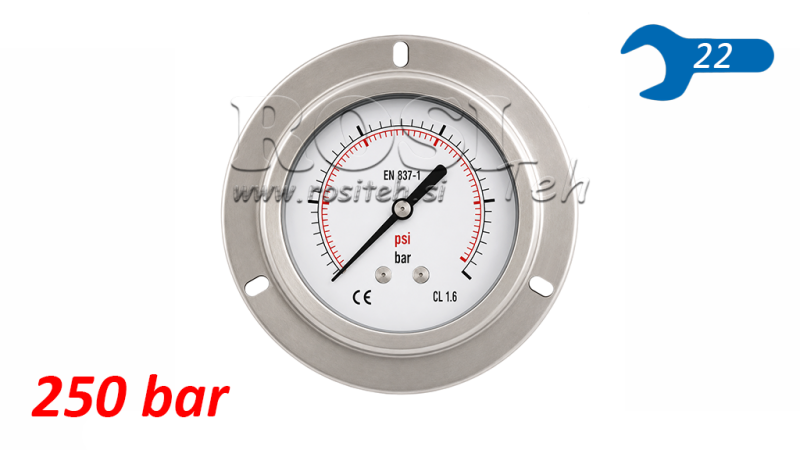 MANOMETR DN100 TYŁ 0 - 250 BAR - 1/2