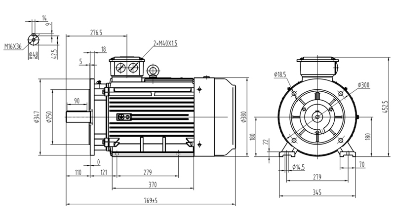 22KW-SILNIK ELEKTRYCZNY Y3 180L-4_1470RPM 3FAZY STOPY+FLANŻA-B3B5