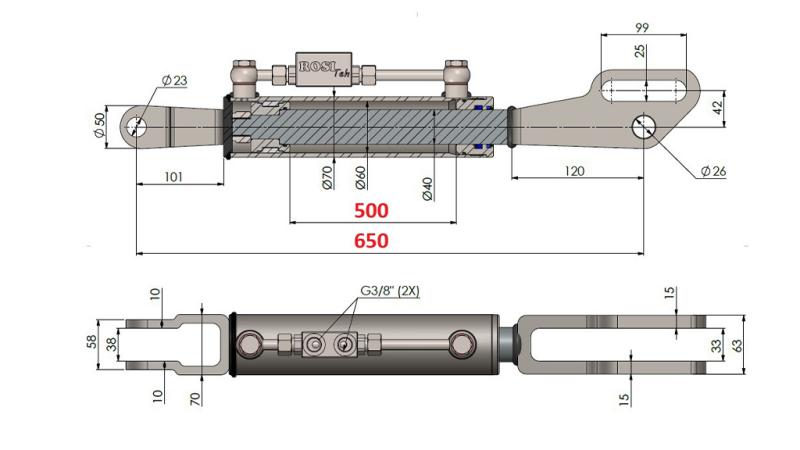 2TON. WIESZAK HYDRAULICZNY PODNOŚNIKA Z WIDEŁKAMI 60/40-150 (500mm-650mm)