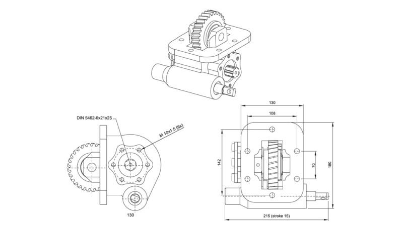 Wymiary POMPY HYDRAULICZNEJ - ISUZU MSB 5S PODCIŚNIENIE
