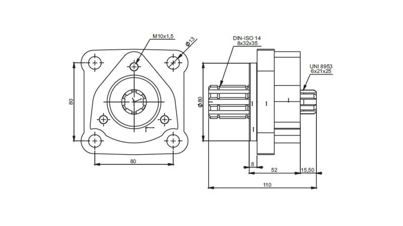 Adapter Wymiary 4X3 DLA POMPY ŻELIWNEJ