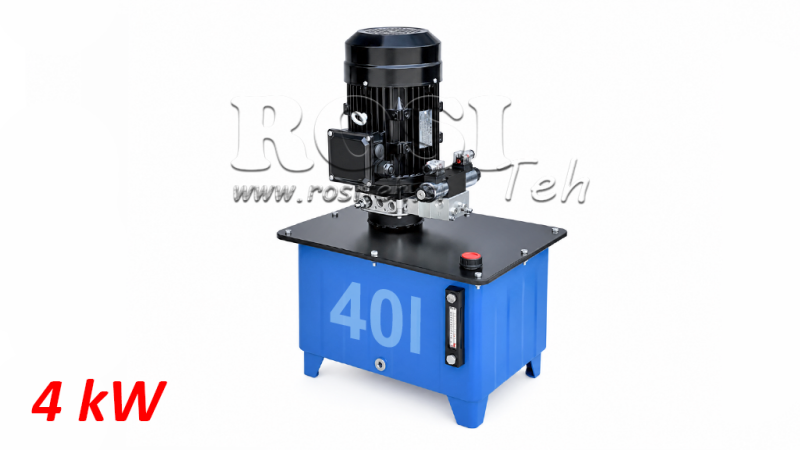 MINI JEDNOSTKA ZASILAJĄCA HYDRAULICZNIE 380V AC (4 kW) - 8 cc - 12 lit/min - zbiornik 40 lit