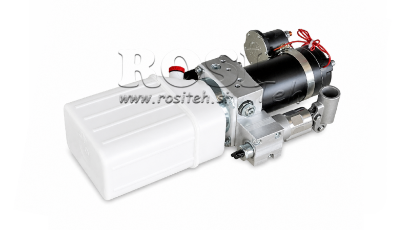 MINI JEDNOSTKA HYDRAULICZNA 12V DC - 0.8KW = 0.5CC - 1.5 LITRÓW - MONTAŻ JEDNOAKCYJNY (PVC) Z RĘCZNĄ POMPĄ