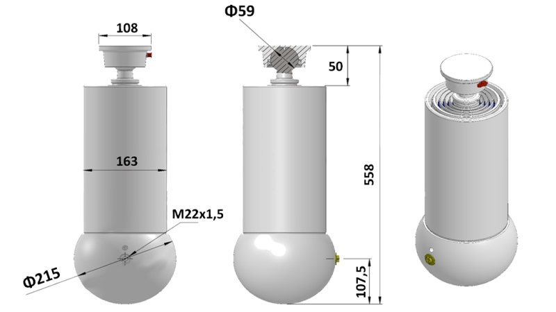 TELESKOPCYLINDER - MEILLER KIPPER - 5 TRIN 163 mm 15 ton - SLAGLÆNGDE 1650 mm