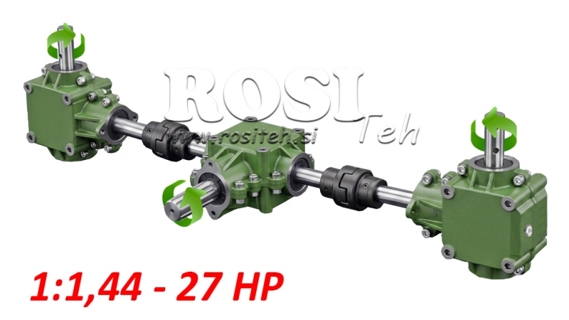 KOMPLET REDUKTORJEV 1:1,44 (27HP-20kW) ZA TROSILNIK L:800 LITOŽELEZNI Z VARNOSTNIM SISTEMOM