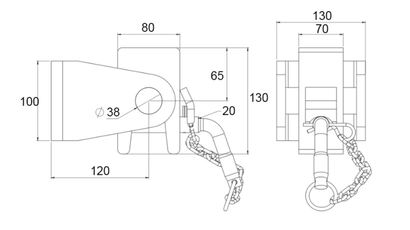 WSPORNIK SKRZYNI WYWROTNEJ 80x100 - TYP WIDŁOWY - ECO