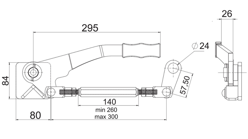 TRAILER SIDE PANEL CLOSING HANDLE - VENSTRE