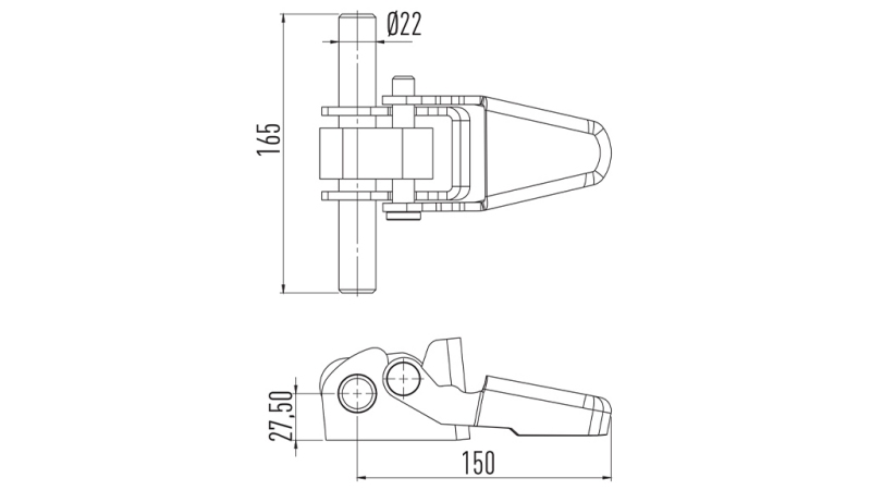 TRAILER SIDE HINGE MED BUND/OVER ÅBNING