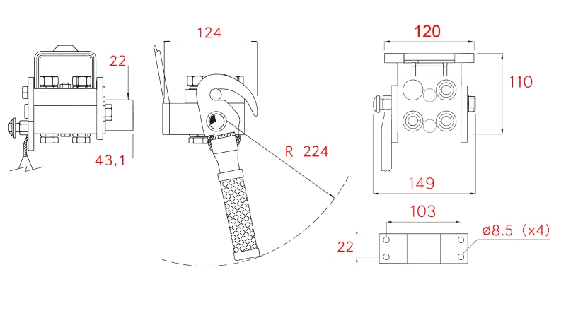 ZŁĄCZE MULTI-FASTER 3-DROŻNE BSP 1/4 CZĘŚĆ STAŁA (JEDNA DŹWIGNIA)