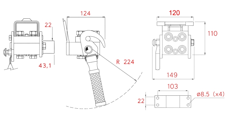 ZŁĄCZE MULTI-FASTER 3-DROŻNE BSP 1/4 CZĘŚĆ RUCHOMA (JEDNA DŹWIGNIA)