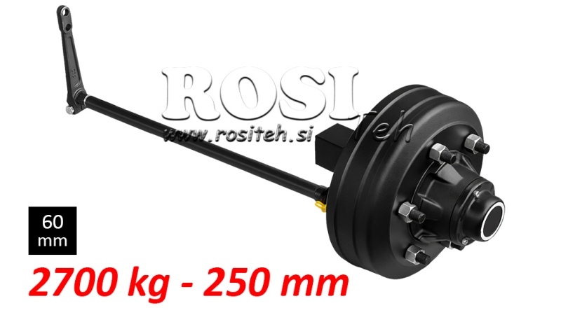 PÓŁOŚ Z HAMULCAMI - 2700 kg (6 ŚRUBKI) - 250 mm