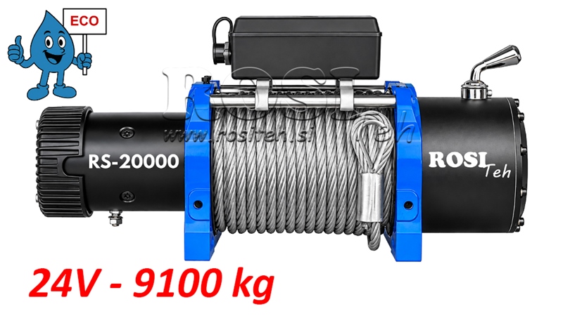 24 V WYCIĄGARKA ELEKTRYCZNA RS-20000 - 9100 KG - LINA STALOWA - ECO