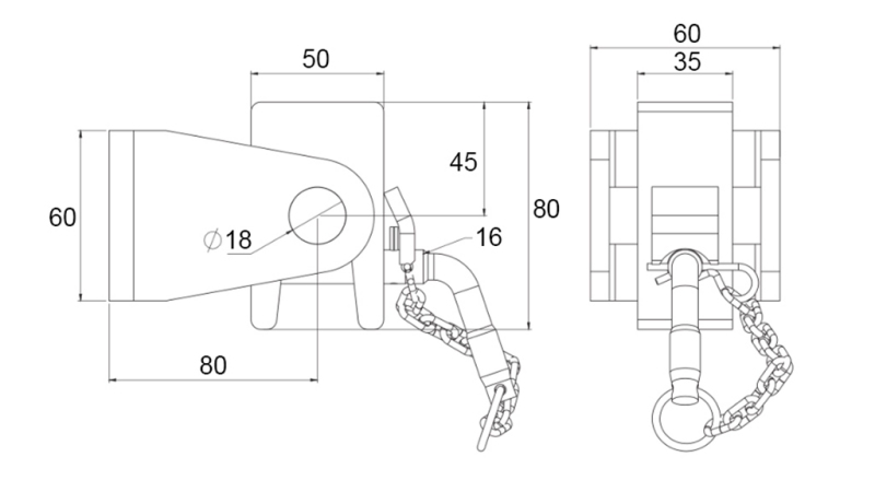 WSPORNIK SKRZYNI WYWROTNEJ 50x60 - TYP WIDŁOWY - ECO