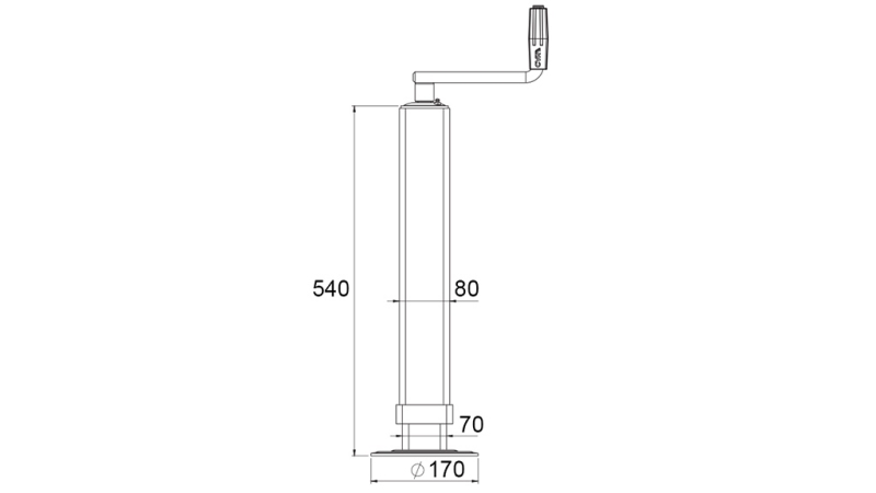 GWINTOWANA NOGA PODPOROWA (WYSOKOŚĆ 540 mm - SKOK 380 mm) - 1.200 kg