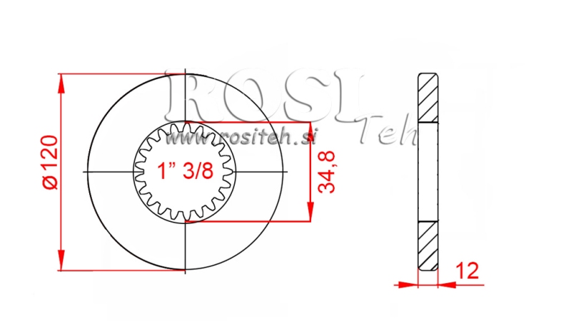 ADAPTER KARDANA Z KOŁNIERZEM I SWORZNIEM 1-3/8 (80 mm) (21 WPUSTÓW)