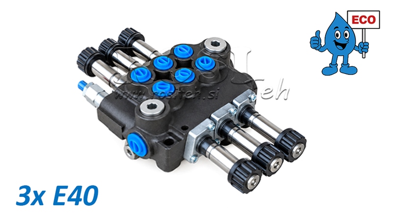 HYDRAULICZNY ELEKTROZAWÓR (BEZ CEWEK) – ROZDZIELACZ 3-SEKCYJNY 3xE40 ECO