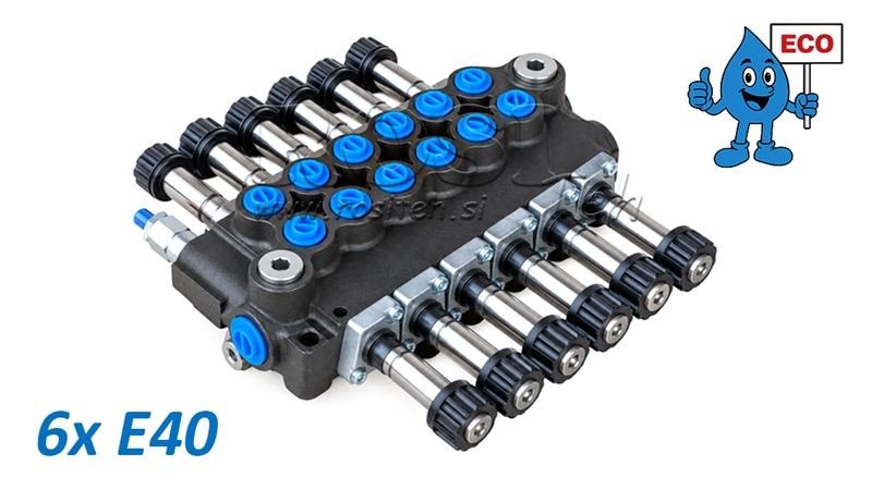 HYDRAULICZNY ELEKTROZAWÓR (BEZ CEWEK) – ROZDZIELACZ 6-SEKCYJNY 6xE40 ECO