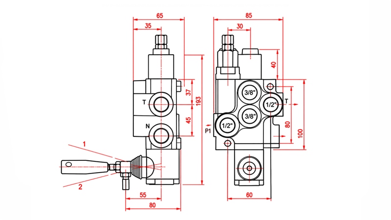 HYDRAULICZNY ZAWÓR RĘCZNY – ROZDZIELACZ 1-SEKCYJNY 1xR40 ECO