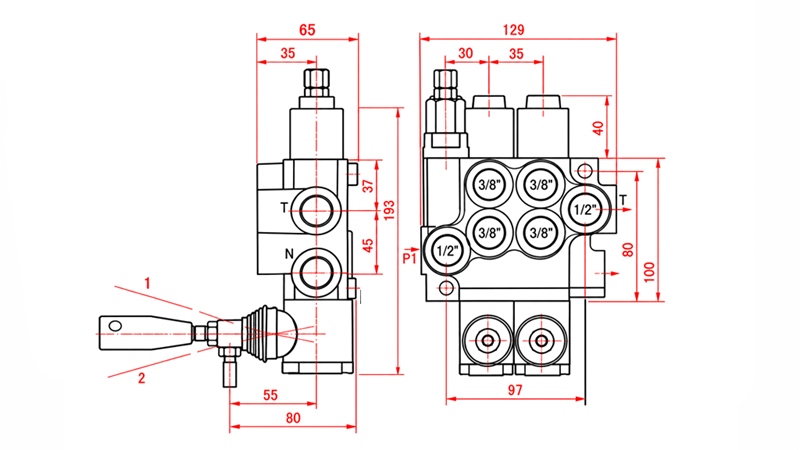 HYDRAULICZNY ZAWÓR RĘCZNY – ROZDZIELACZ 2-SEKCYJNY 2xR40 ECO