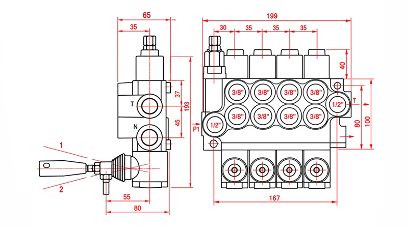 HYDRAULICZNY ZAWÓR RĘCZNY – ROZDZIELACZ 4-SEKCYJNY 4xR40 ECO