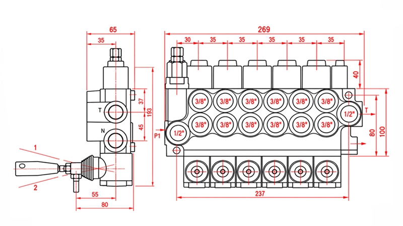 HYDRAULICZNY ZAWÓR RĘCZNY – ROZDZIELACZ 6-SEKCYJNY 6xR40 ECO