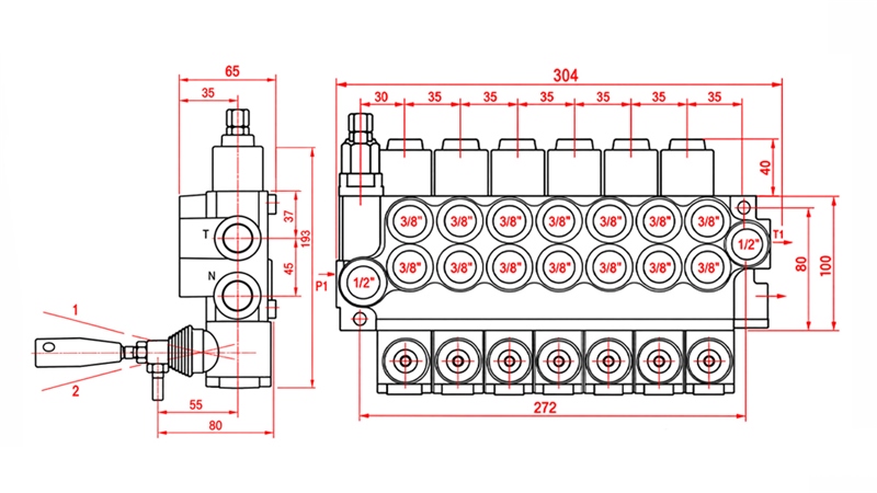 HYDRAULICZNY ZAWÓR RĘCZNY – ROZDZIELACZ 7-SEKCYJNY 7xR40 ECO