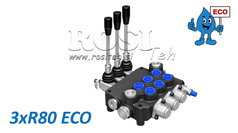 HYDRAULICZNY ZAWÓR RĘCZNY – ROZDZIELACZ 3-SEKCYJNY 3xR80 ECO